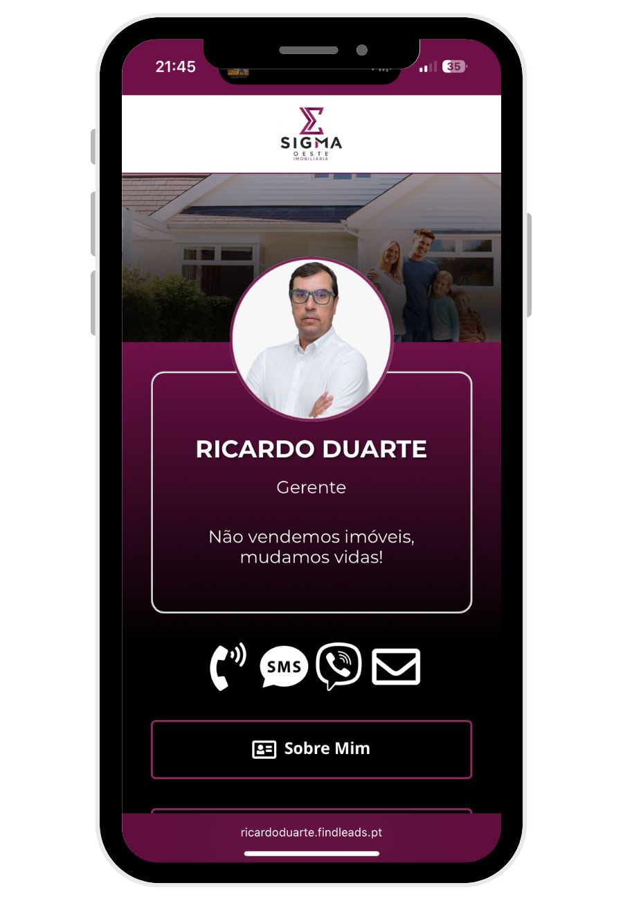 FindLeads - Cartão de Visita Digital
